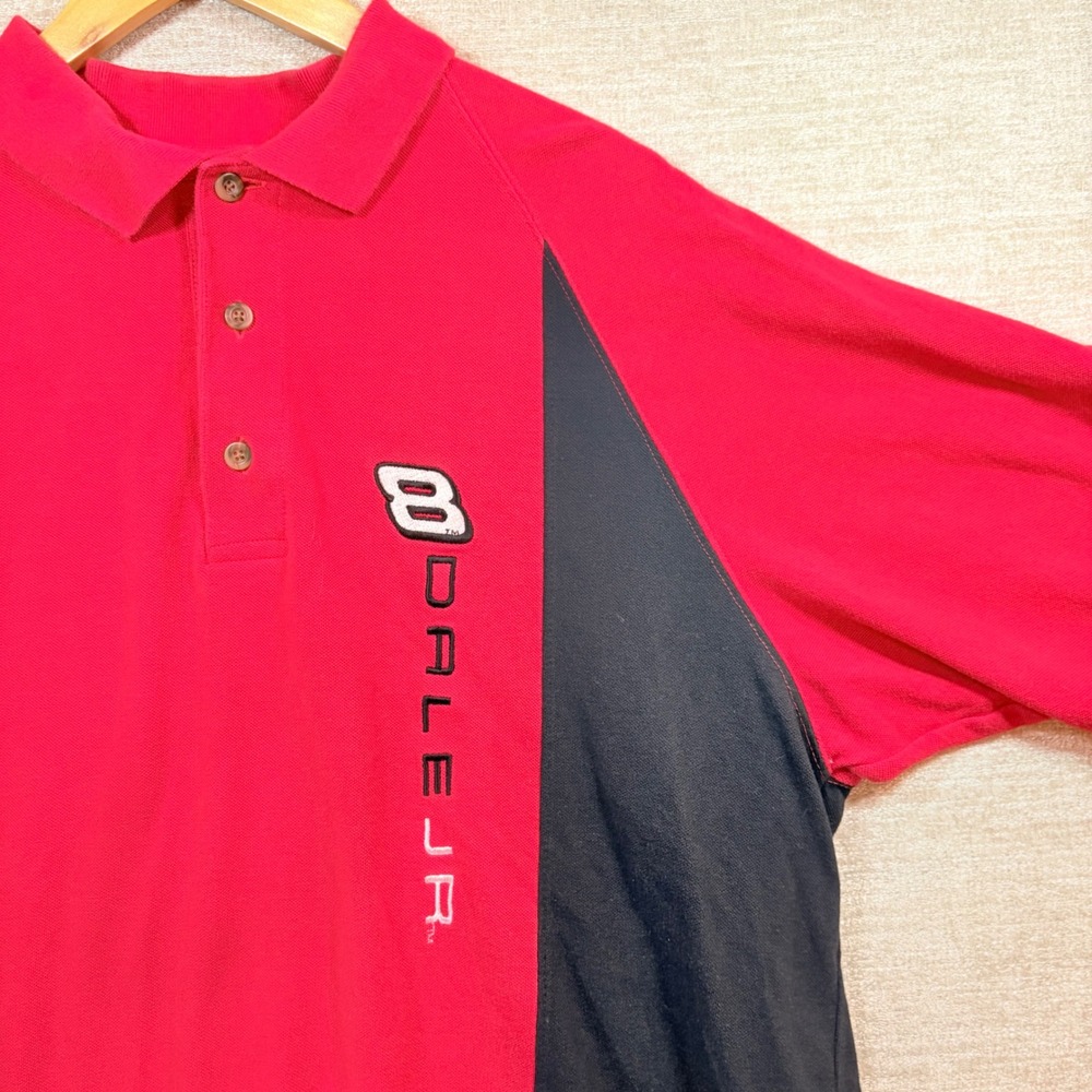 Vintage Dale Earnhardt Jr 8 NASCAR Budweiser Polo Shirt Red Black XL Winners Crc